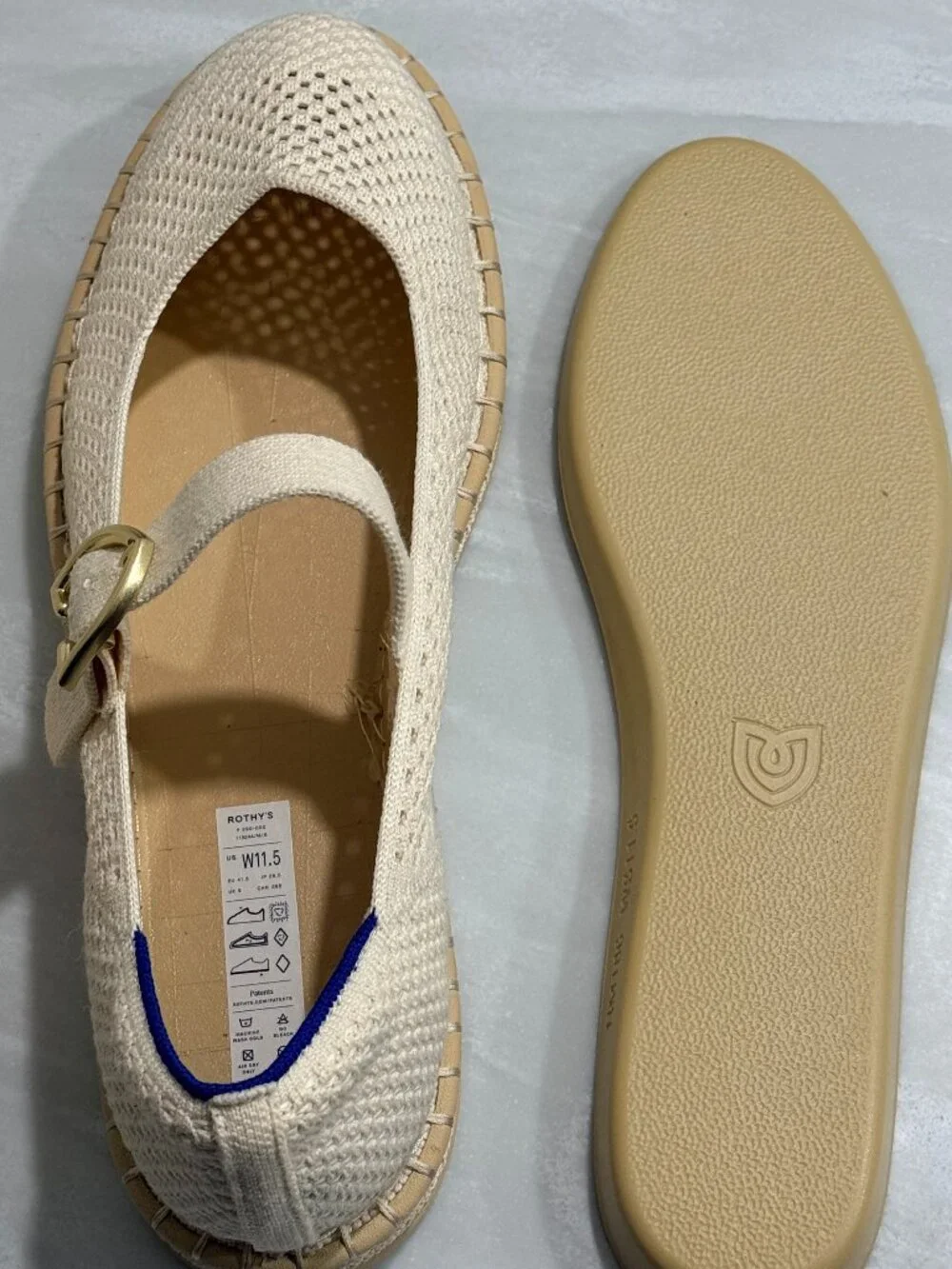 Rothy's The Espadrille Mary Jane Flats in Jasmine sz 11.5